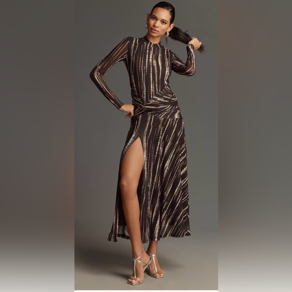 Bardot Black and Cream Long Sleeve Dress